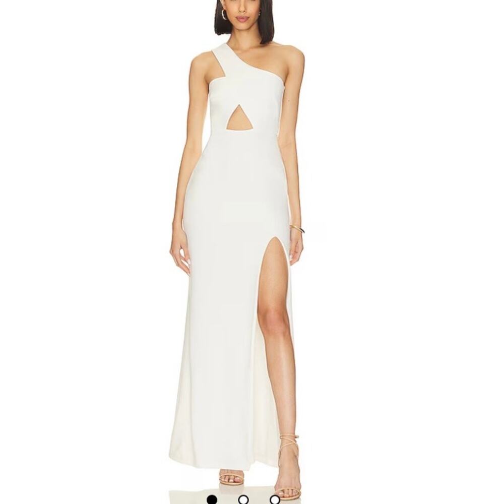 One-Shoulder White Cutout Maxi Dress